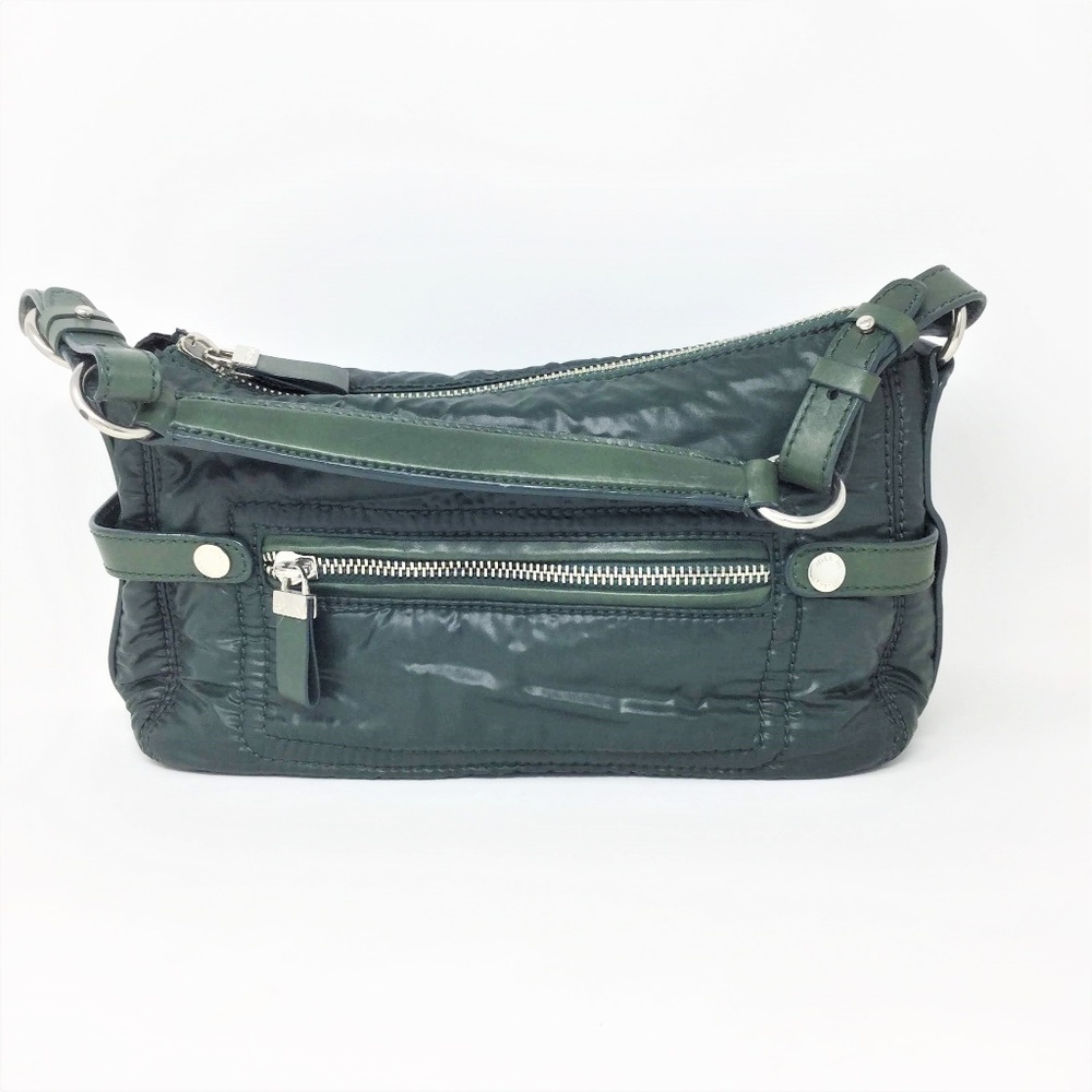 Pollini Green Handbag w/ Leather Detail